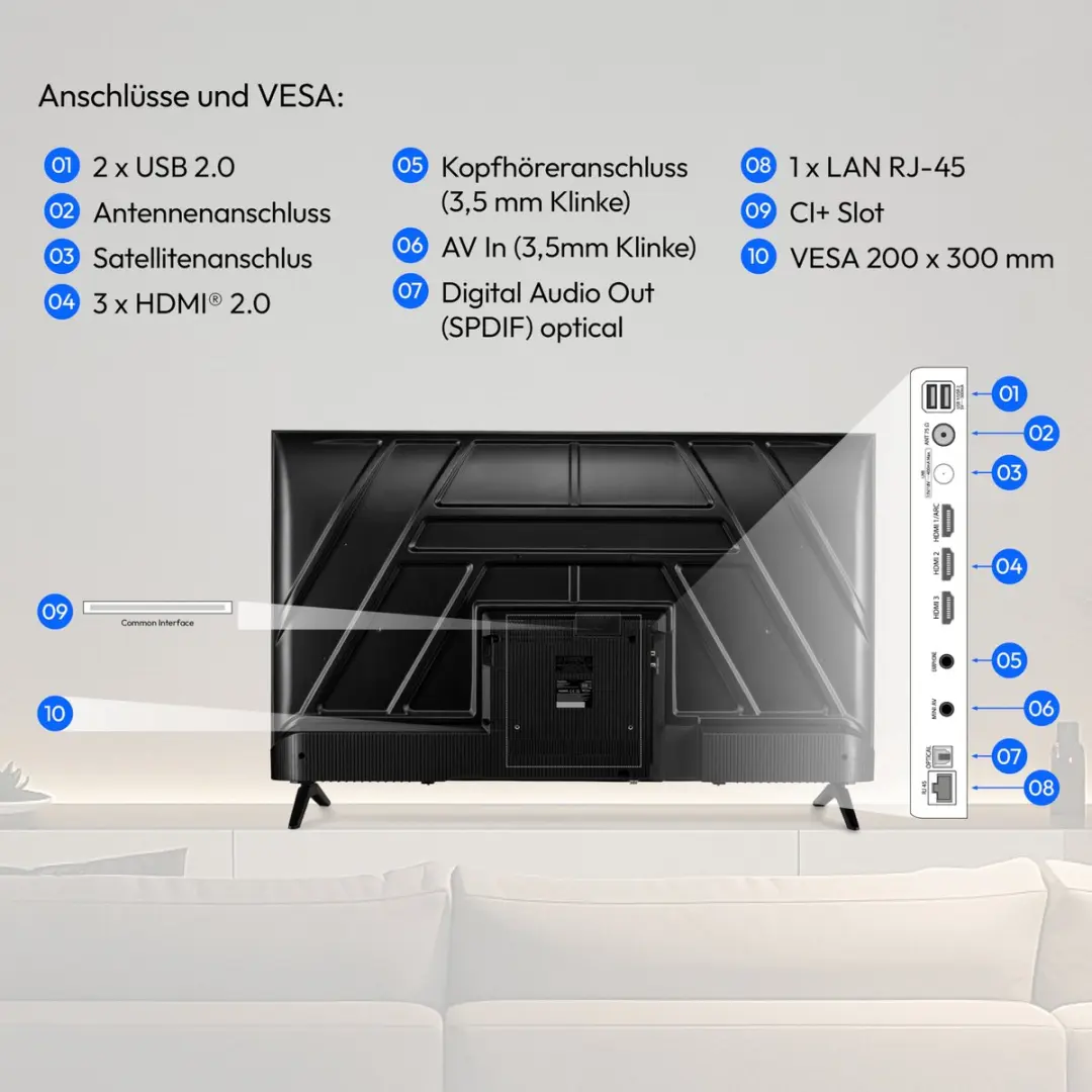 Medion 50" Ultra HD Smart TV MD850201 - HDR10 - 3x HDMI - Zwart