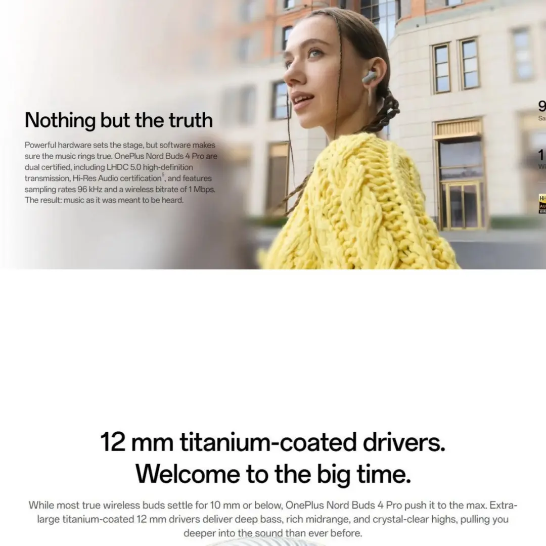 OnePlus Nord Buds 4 Pro Oordopjes - 54u Batterij - Active Noise Cancelling - Radiant Grey