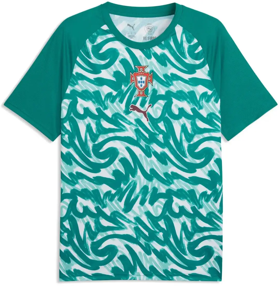 PUMA Portugal Coupe du Monde 2026 Opwarmshirt - XS - Club Red/Green Lagoon
