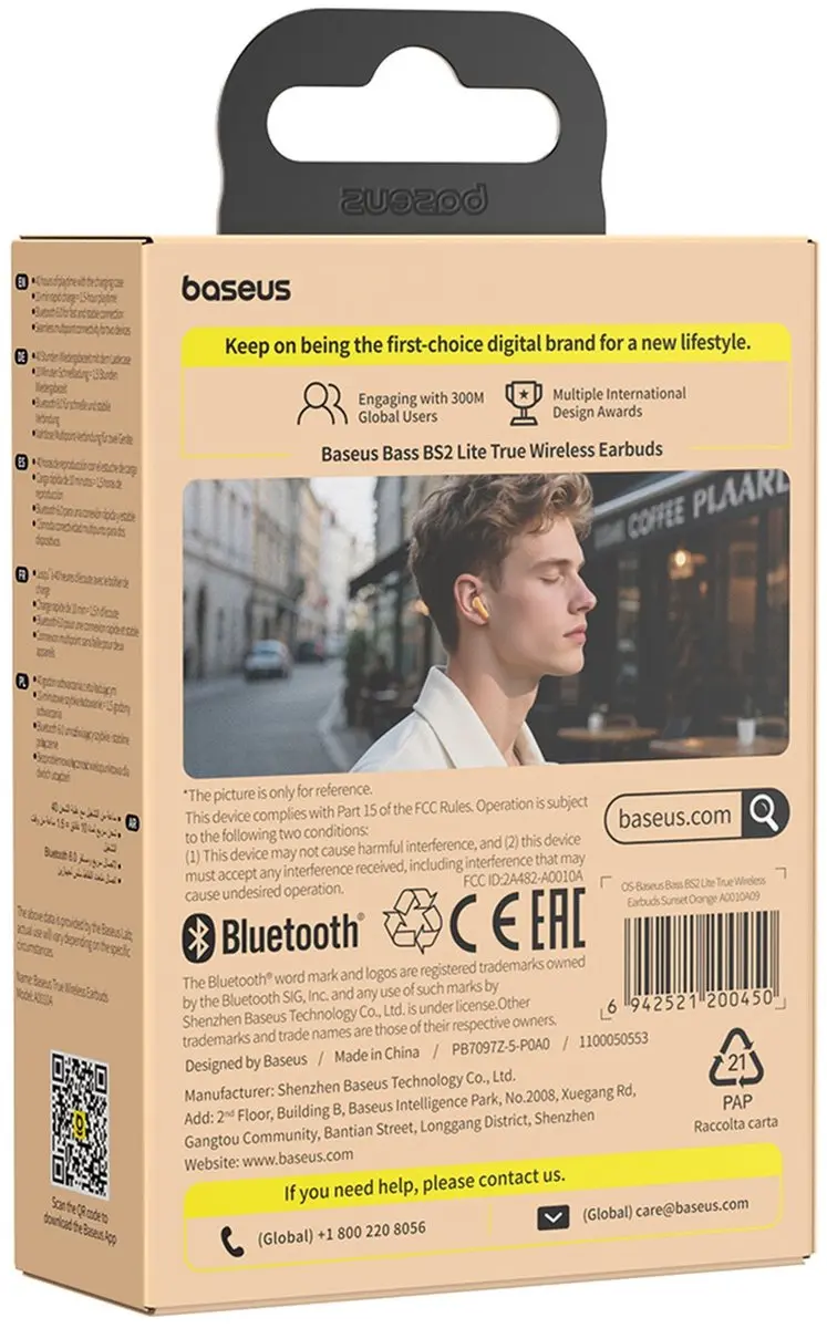 Baseus Bass BS2 Lite TWS A0010A Oordopjes - Oranje