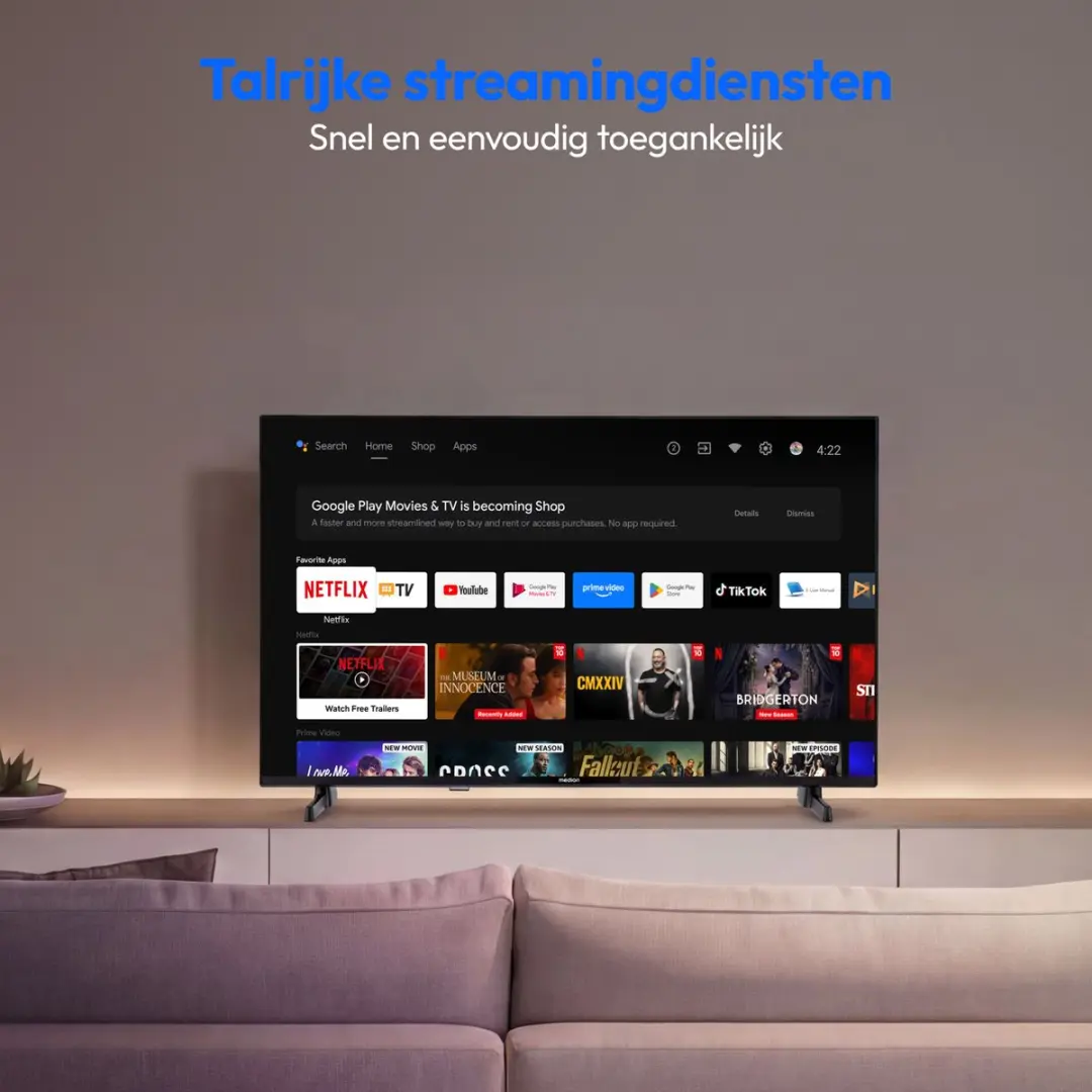Medion 43" Full HD Android TV MD843100 - HDR - Zwart