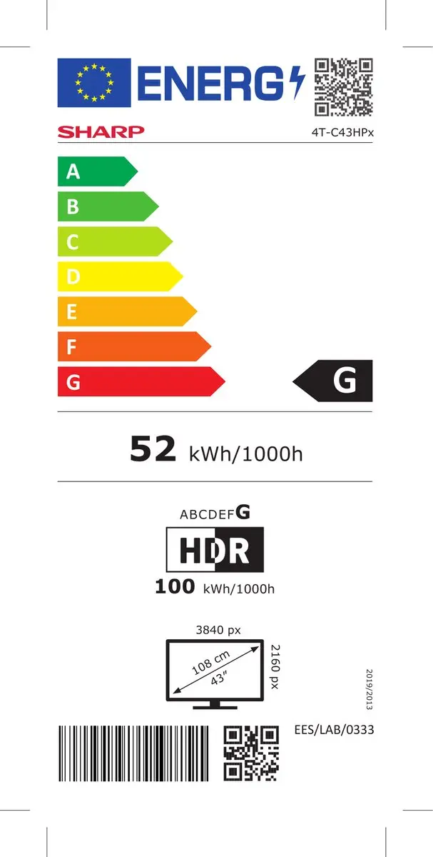 Sharp Aquos 43HP5265 4K QLED TV - 43 inch - Zwart