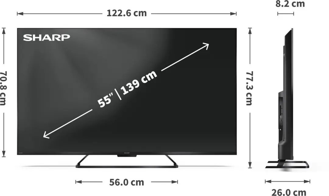 Sharp 55HR7265E Smart TV 55" QLED 4K - Zwart