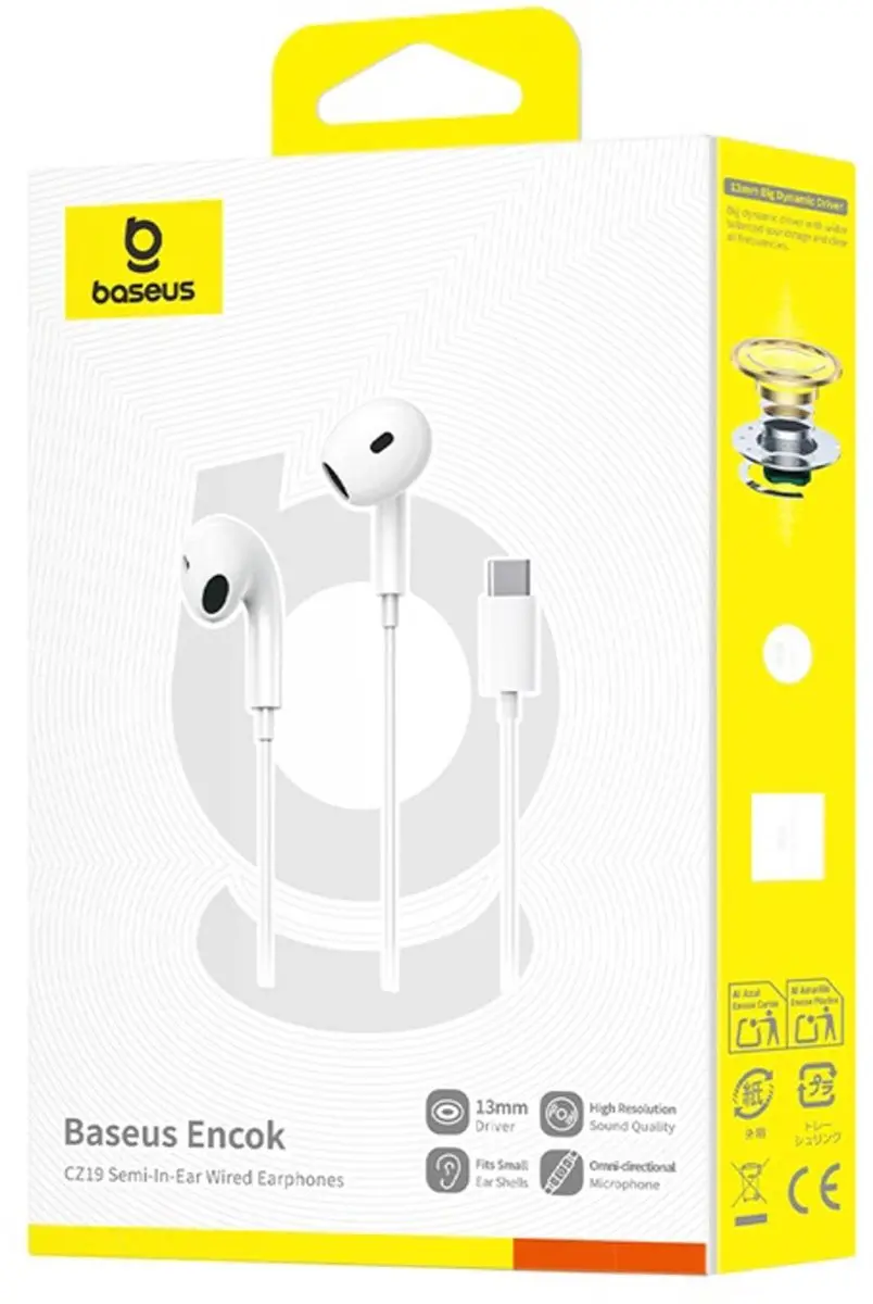 Baseus Encok CZ19 USB-C Oordopjes - Wit