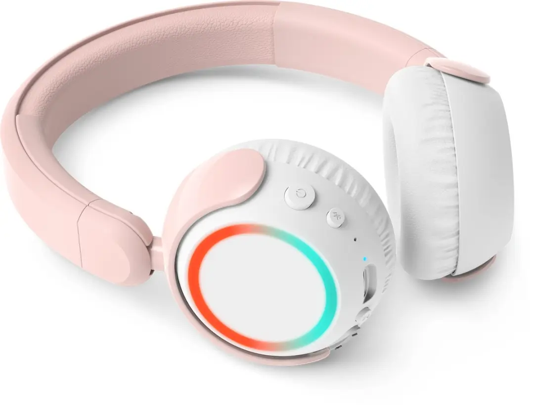 Philips TAK4200PK Draadloze Kinderhoofdtelefoon - 45u - Lichtroze/Wit