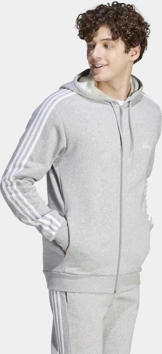 adidas Sportswear Essentials Fleece 3-Stripes Ritshoodie - Grijs - XL