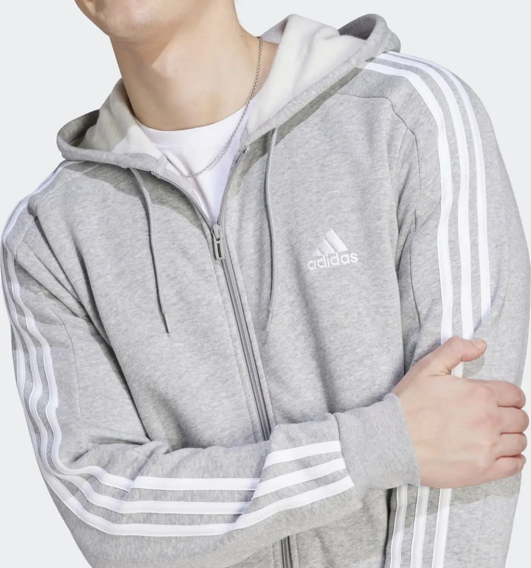 adidas Sportswear Essentials Fleece 3-Stripes Ritshoodie - Grijs - XL