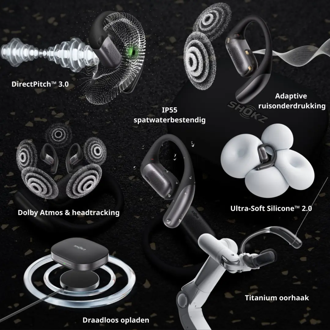 Shokz OpenFit Pro T010-ST-BK Draadloze Oortjes - 50 Uur - Zwart