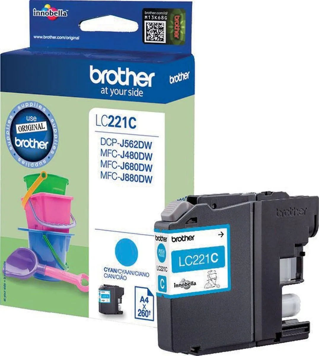 Brother LC-221CBP Cyan Inktcartridge - 260 pagina's