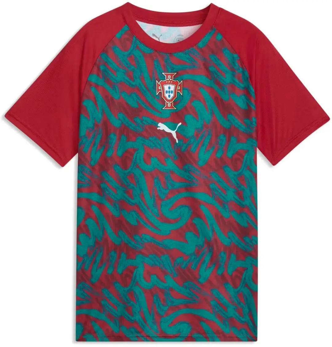 PUMA Portugal Warm-up Shirt Coupe du Monde 2026 - 146 - Club Red/Green Lagoon