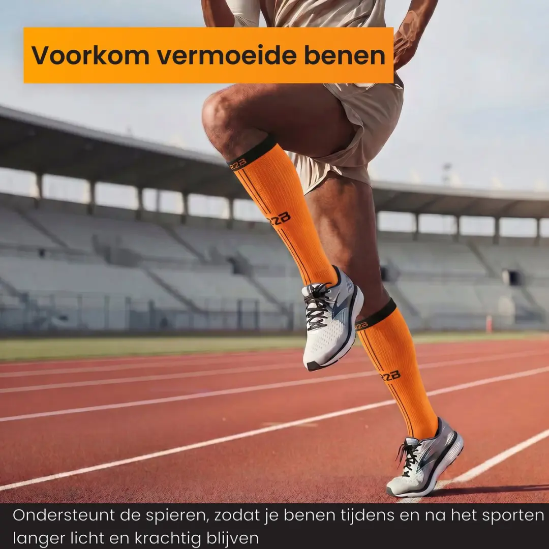 R2B Compressiekousen Sport XL - 46-49 - Oranje/Zwart