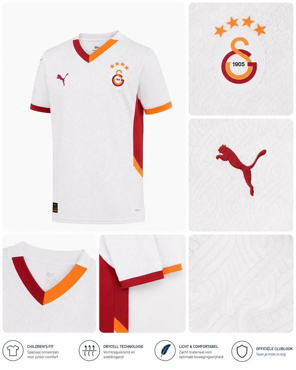 PUMA Galatasaray Uitshirt Jr - Voetbalshirt M - Wit Rood