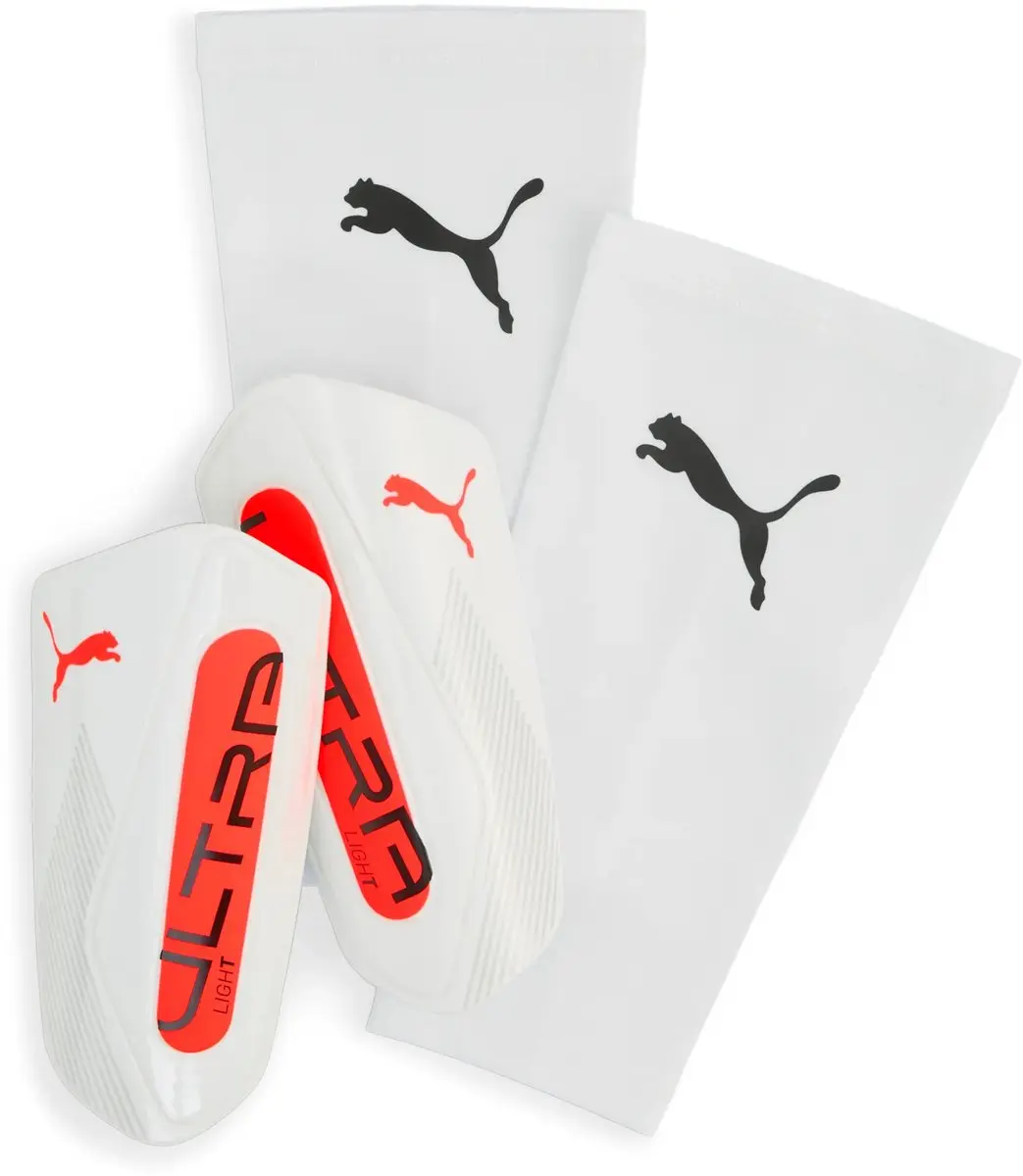 PUMA Ultra Light Sleeve Scheenbeschermers - Maat L - Wit/Rood