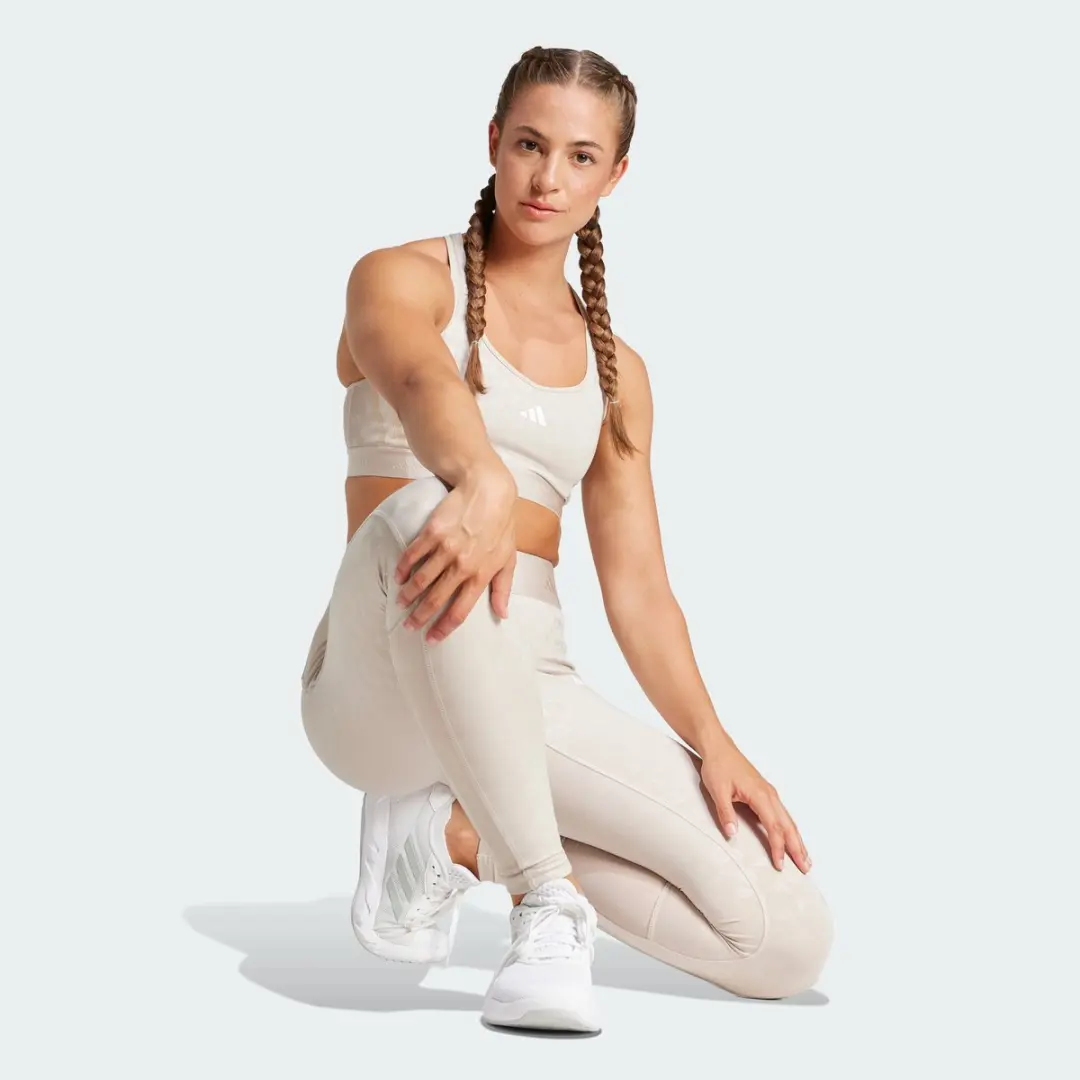 Adidas Performance Hyperglam Emboss Legging M - Beige - afbeelding 6 van 6