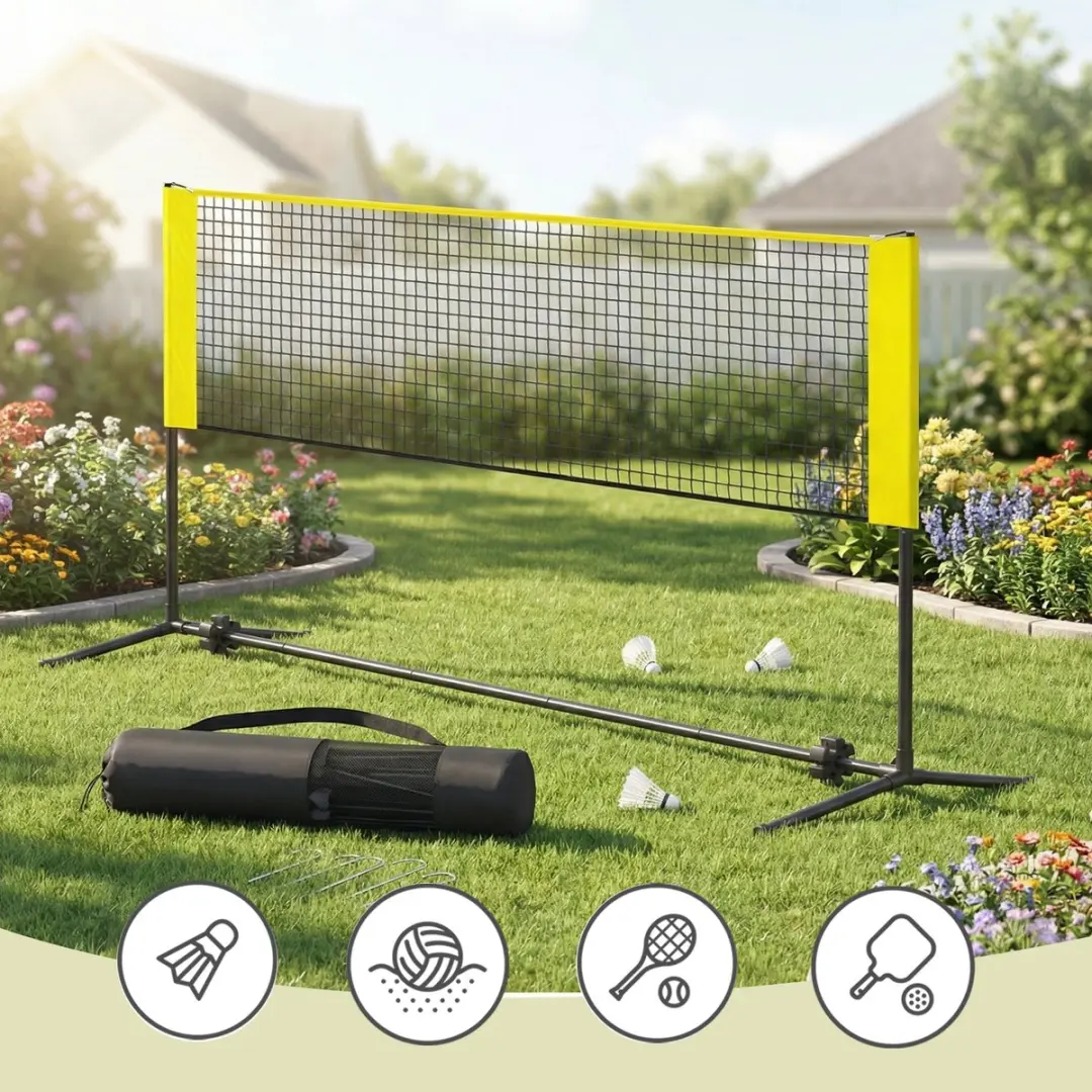 Songmics SYQ300Y Badmintonnet - Draagbaar Geel
