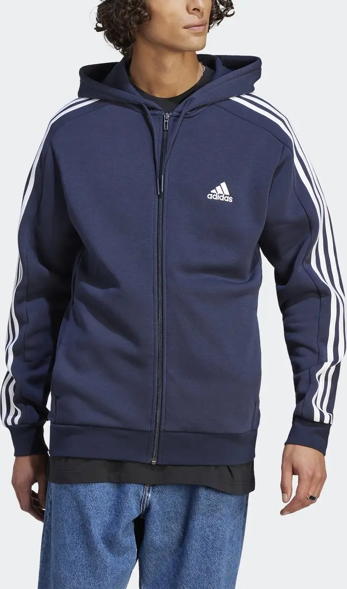 adidas Sportswear Essentials Fleece 3-Stripes Ritshoodie - Blauw XXL