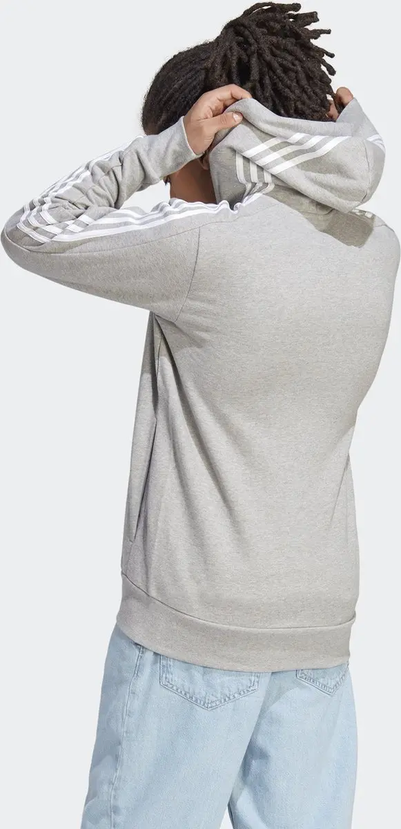 adidas Sportswear Essentials French Terry 3-Stripes Ritshoodie - Grijs L