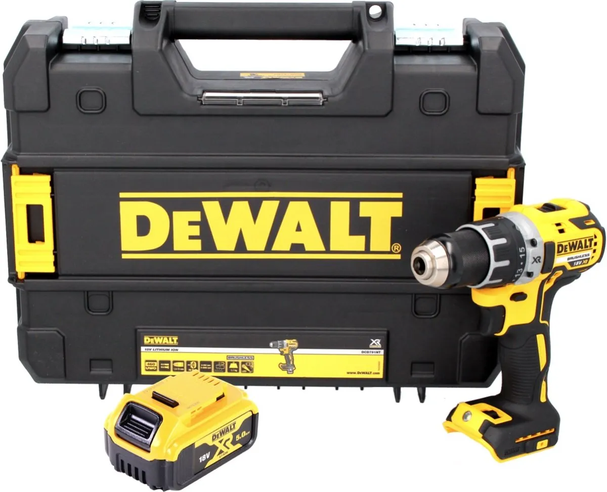 DeWalt DCD791NT Accuboormachine 18V 70Nm Borstelloos - 1x 5.0Ah Accu - afbeelding 3 van 5