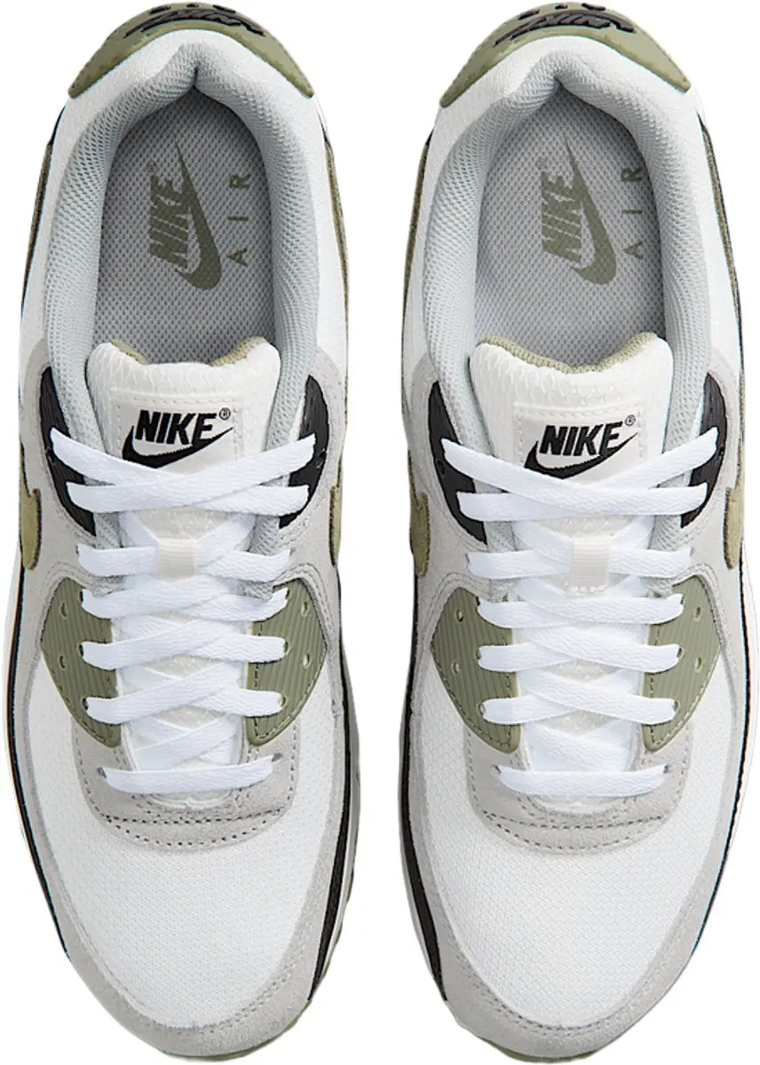 Nike Air Max 90 Sneakers - Maat 45 - Wit/Grijs/Olijfgroen