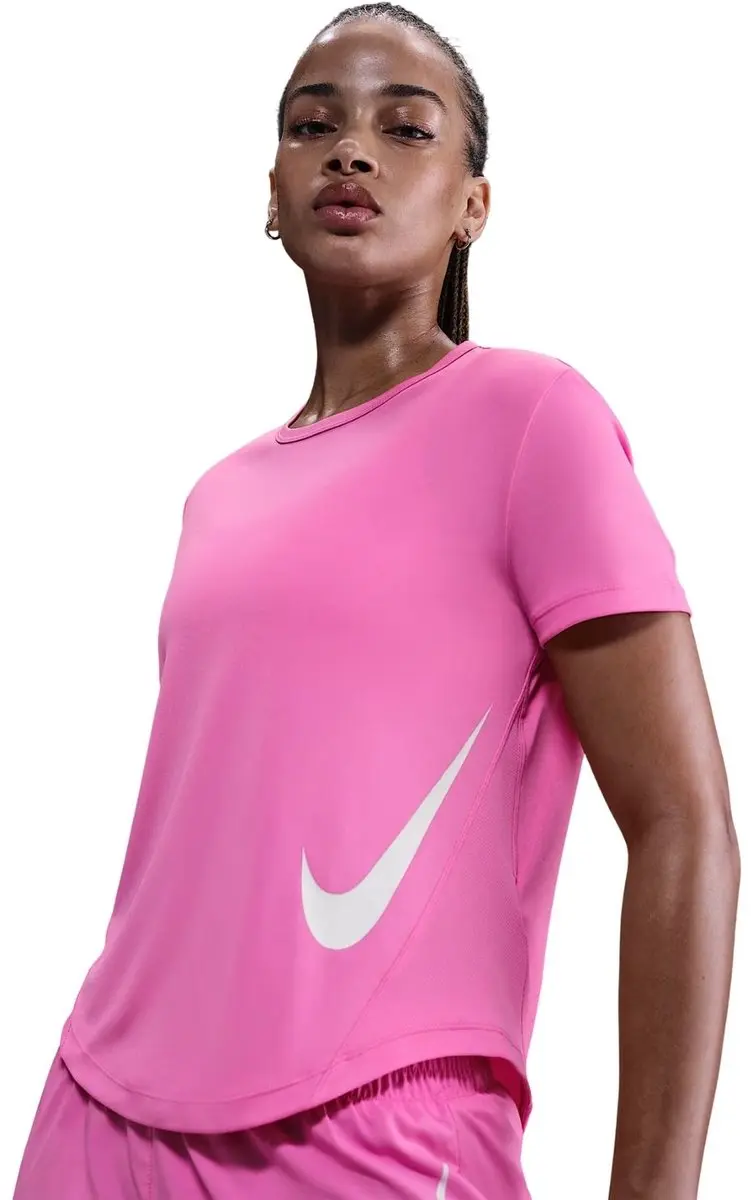 Nike Tempo Swoosh Dri-FIT T-shirt Dames L - Roze/Wit