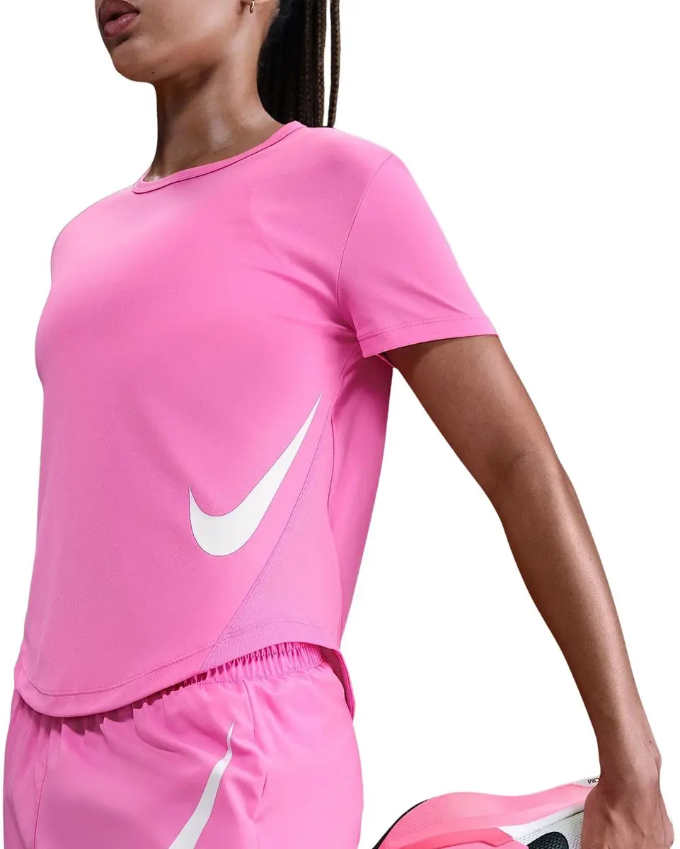Nike Tempo Swoosh Dri-FIT T-shirt Dames L - Roze/Wit