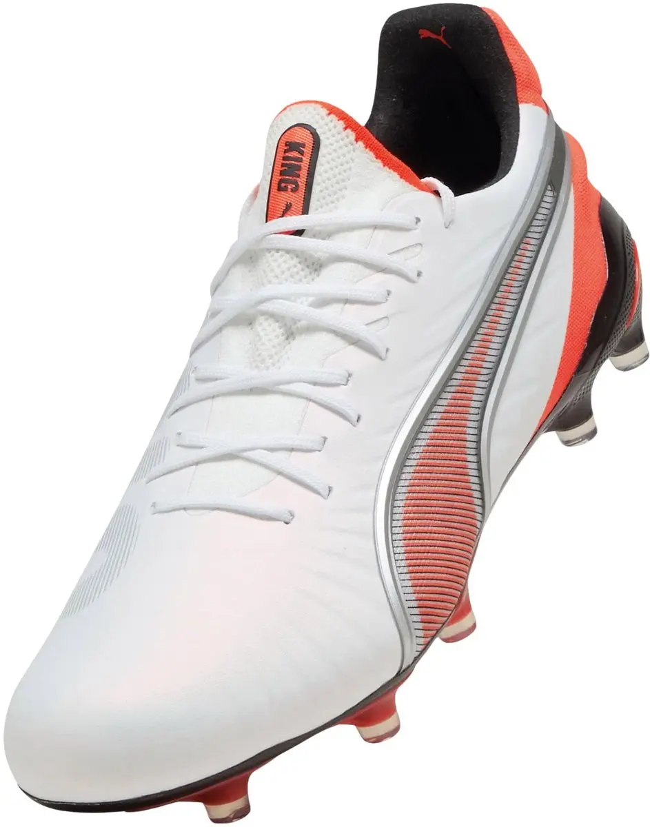 PUMA King Ultimate FG/AG Voetbalschoenen Junior - Wit/Rood/Zwart