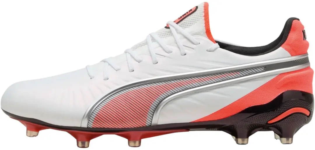 PUMA King Ultimate FG/AG Voetbalschoenen Junior - Wit/Rood/Zwart