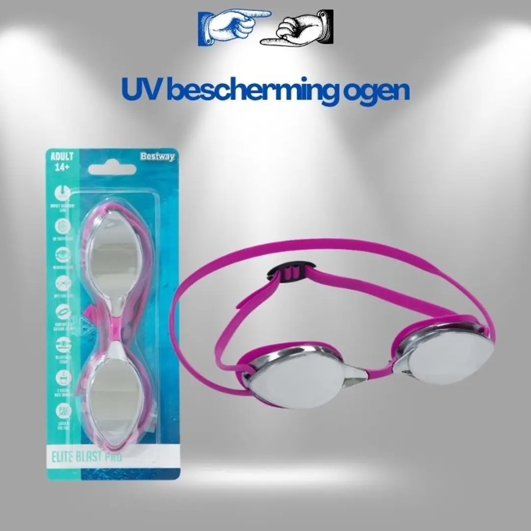 Bestway Zwembril 21066 Spiegelend Roze - UV-bescherming Anti-Fog