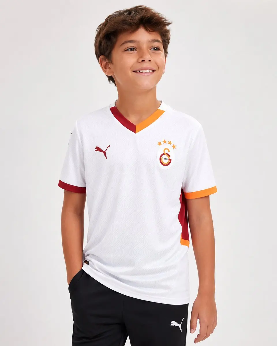 PUMA Galatasaray Uitshirt Jr Voetbalshirt 140 - Wit/Rood/Oranje