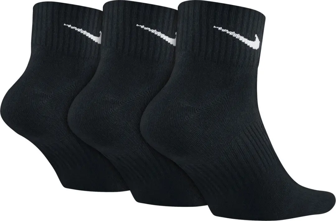 Nike Lightweight Quarter Sportsokken 42-45 - 3 Stuks - Zwart