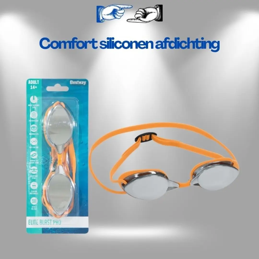 Bestway Zwembril 21066 Black Mirror - Spiegelend - UV-bescherming - Oranje