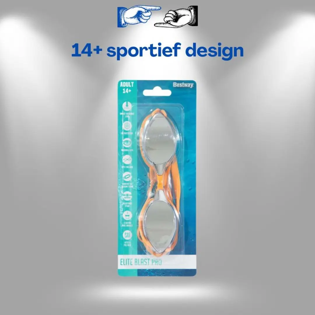 Bestway Zwembril 21066 Black Mirror - Spiegelend - UV-bescherming - Oranje - afbeelding 6 van 6