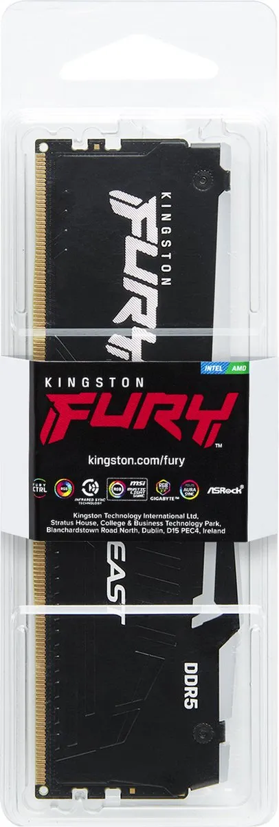 Kingston Fury Beast RGB KF556C36BBEA-16 - RAM-geheugen - 16GB - 5600MT/s - DDR5 - DIMM - 1 x 16 GB