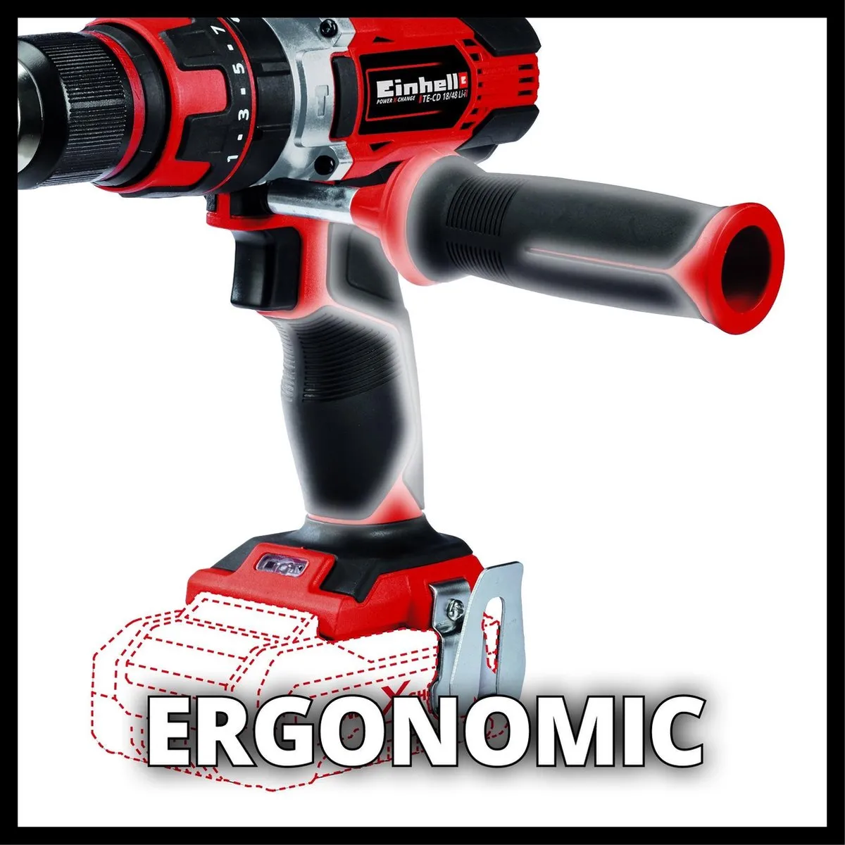 Einhell Accu Klopboor-/ Schroefmachine TE-CD 18/48 Li-i Solo - Power X-Change - 18 V/Li-Ion - Met impactfunctie - 2 snelheden - 48 Nm - Excl. accu en lader
