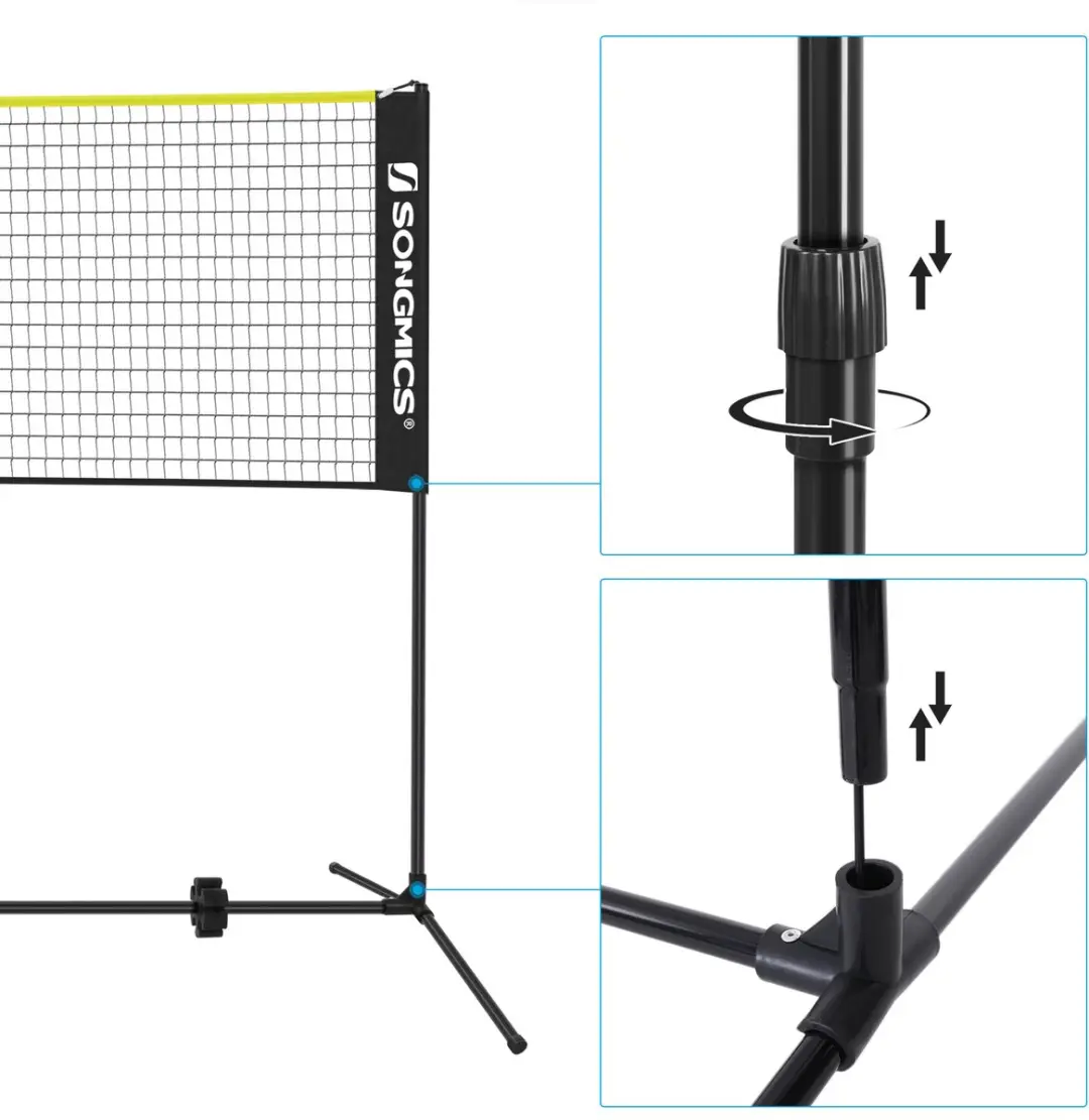 Songmics SYQ500B02 Badminton/Volleybalnet 5m - Verstelbaar - Draagbaar