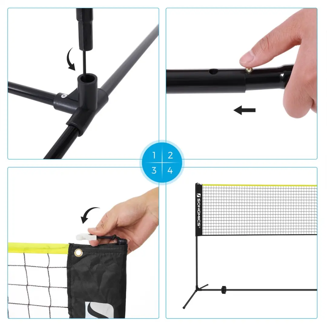 Songmics SYQ500B02 Badminton/Volleybalnet 5m - Verstelbaar - Draagbaar