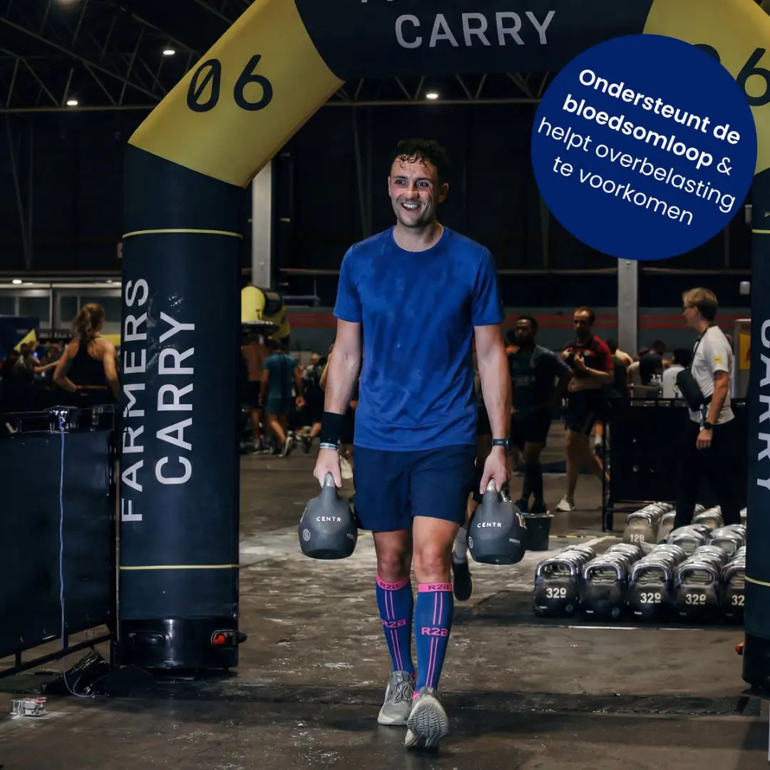 R2B Compressiekousen Hardloopsokken L - Blauw/Roze