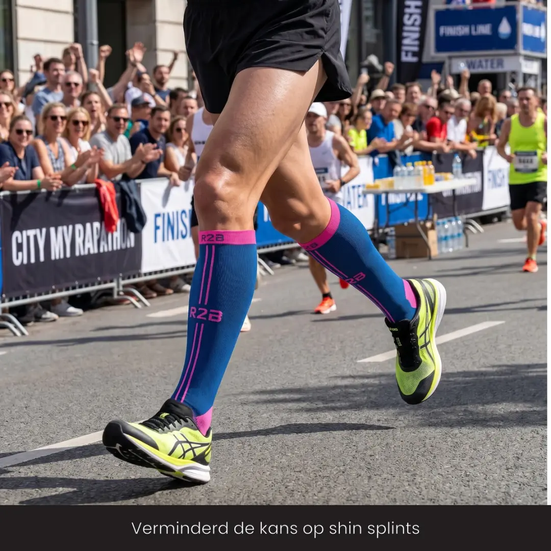 R2B Compressiekousen Hardloopsokken L - Blauw/Roze