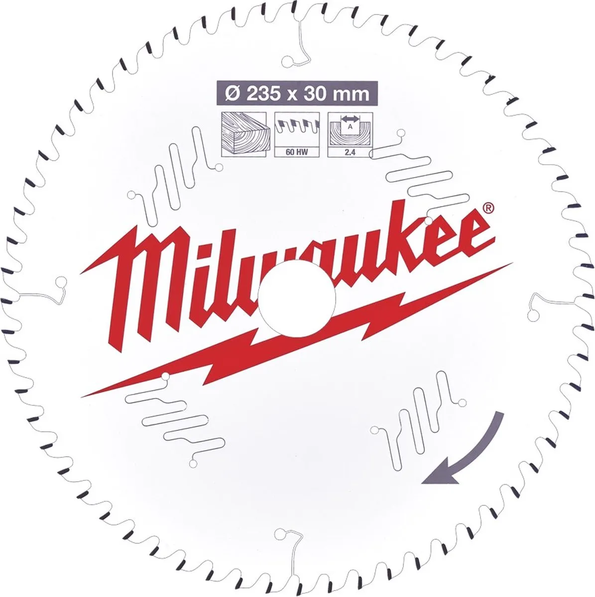 Milwaukee Cirkelzaagblad Hout 235mm 60T