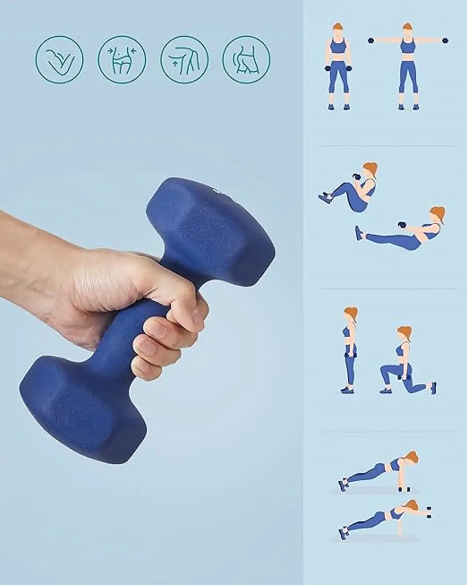 Songmics Dumbbellset 2x4kg - Blauw - afbeelding 3 van 6