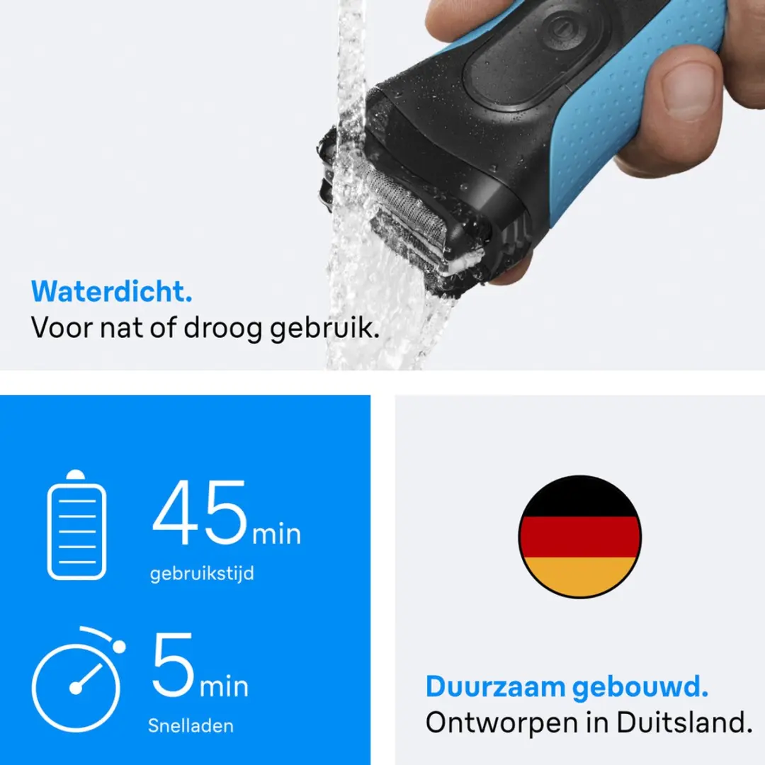 Braun Series 3+ 3010BT Scheerapparaat - Blauw