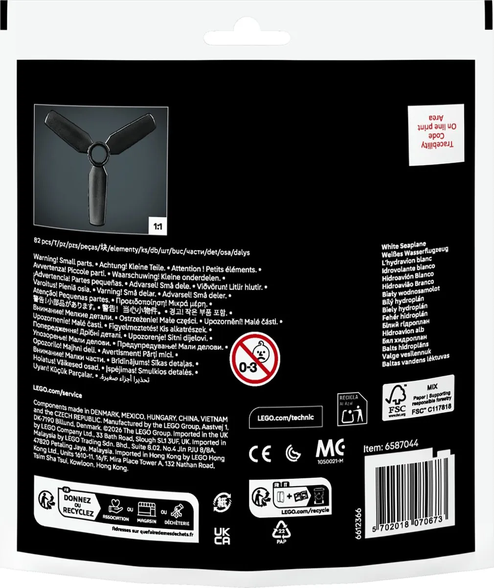 LEGO Technic Wit Watervliegtuig 30736 - 82 Stukken