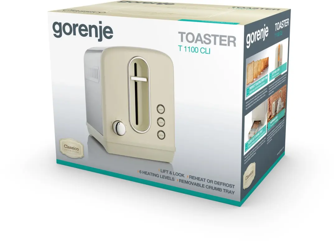 Gorenje Classico T1100CLI Toster 2 Sneden - 1100W - Kremkleurig