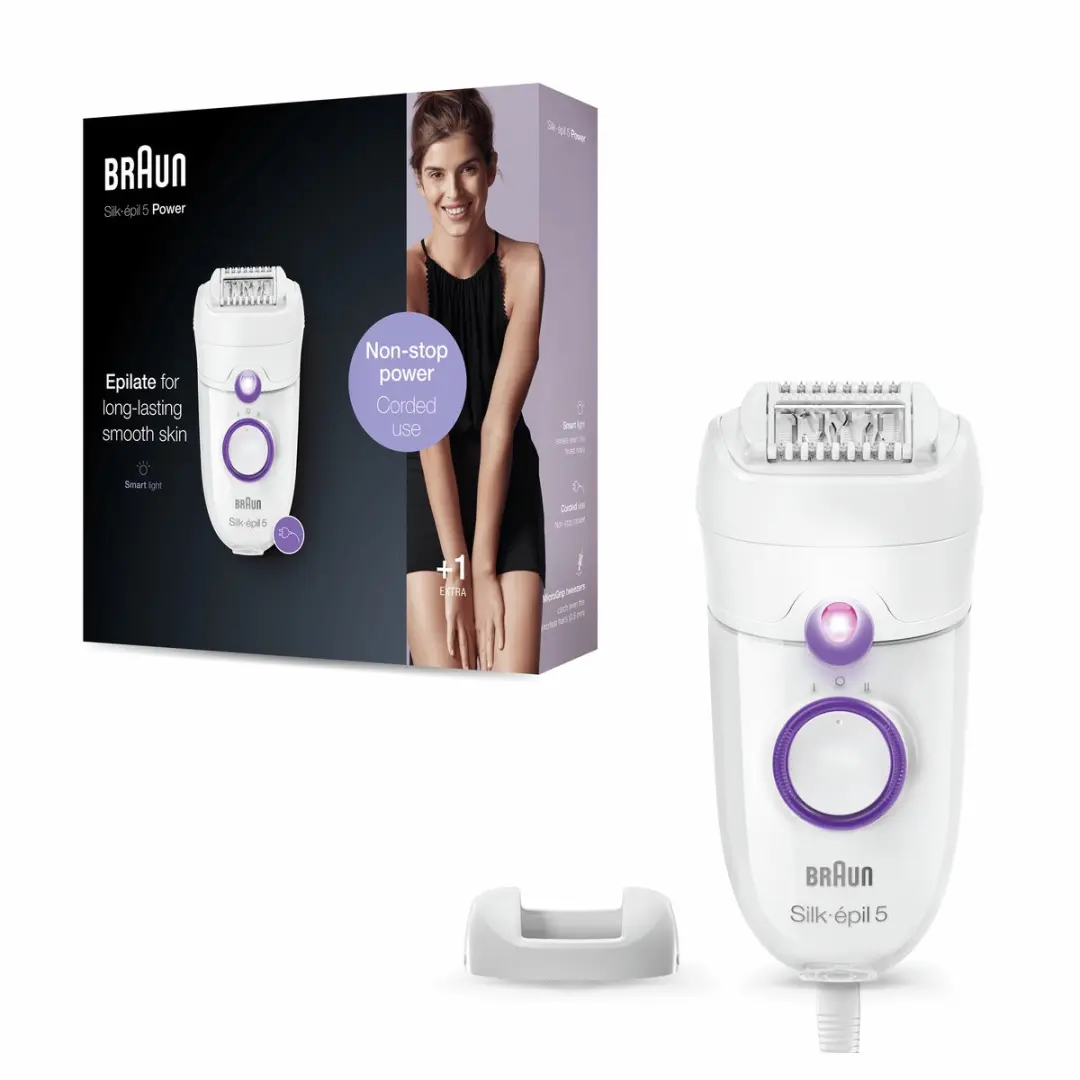 Braun Silk-épil SE 5-505 Power Epilator - 28 Pincetten - Wit/Paars