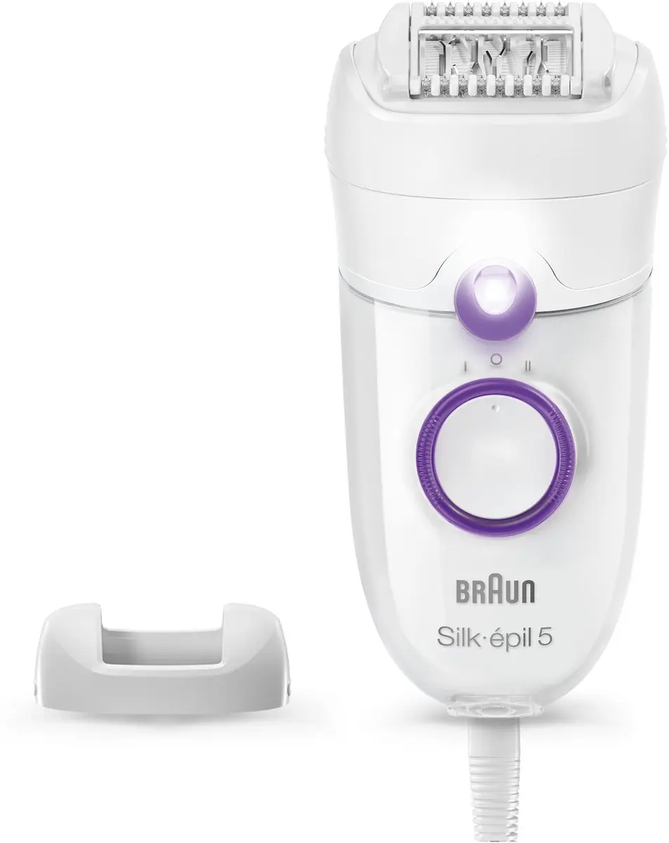 Braun Silk-épil SE 5-505 Power Epilator - 28 Pincetten - Wit/Paars - afbeelding 6 van 6