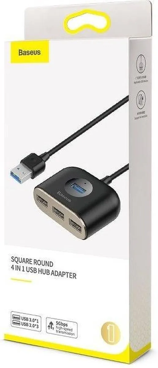Baseus USB Hub 4-poort 1m - Zwart