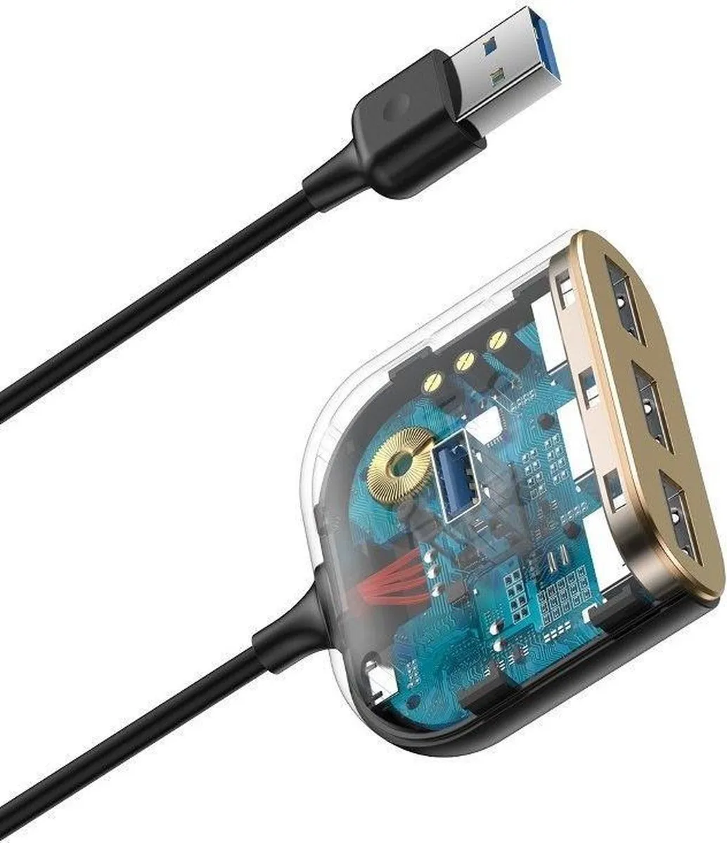 Baseus USB Hub 4-poort 1m - Zwart