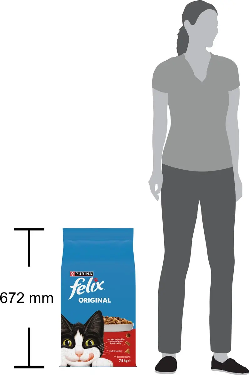 Felix Original Kattenvoer Droogvoer Rund Kip Kalkoen 7,5kg