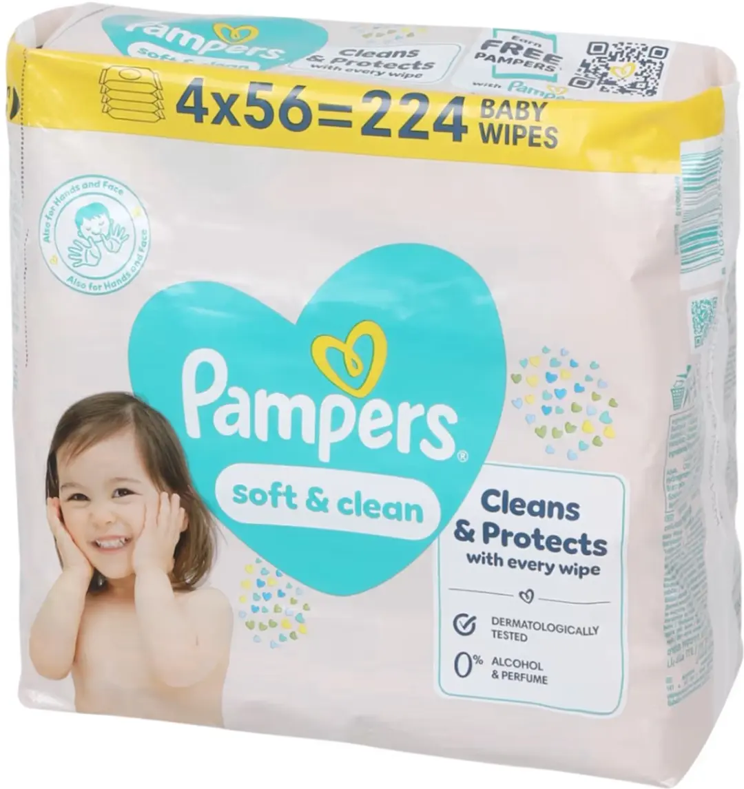 Pampers Soft & Clean Babydoekjes 224 Stuks