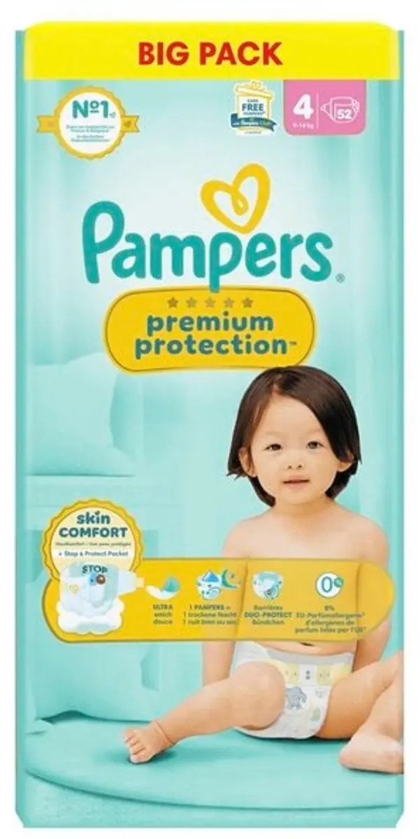 Pampers Premium Protection Maat 4 Luiers 9-14kg - 52 Stuks